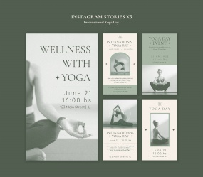 INS风格世界瑜伽日X5宣传模板